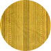 Round Machine Washable Oriental Yellow Modern Rug, wshabs4211yw