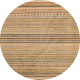 Round Abstract Light Brown Oriental Rug, abs4211