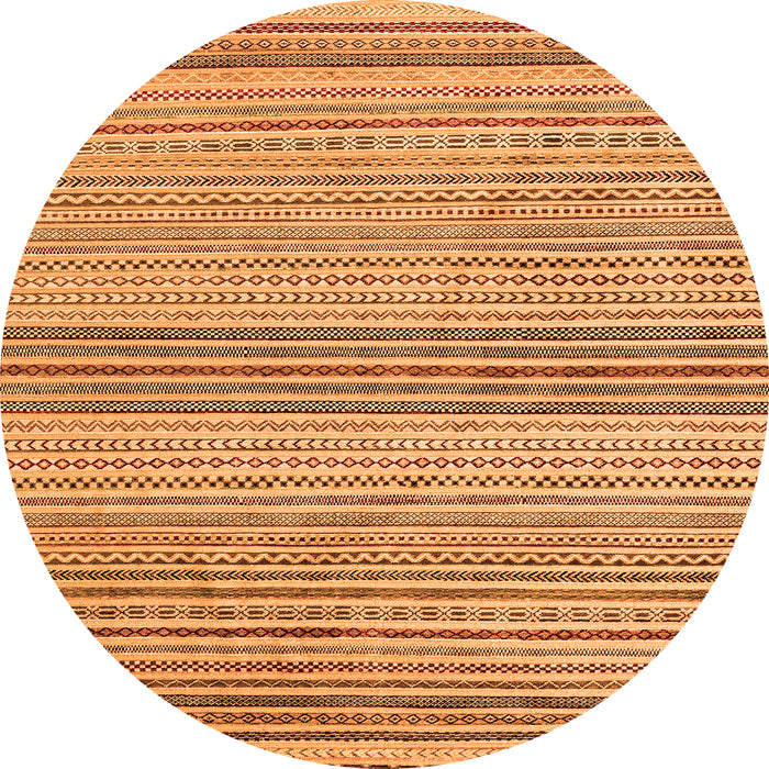 Round Machine Washable Oriental Orange Modern Area Rugs, wshabs4211org