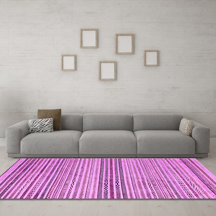 Machine Washable Oriental Purple Modern Area Rugs in a Living Room, wshabs4211pur