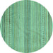 Round Oriental Turquoise Modern Rug, abs4211turq