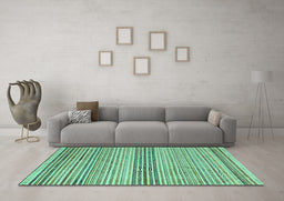 Machine Washable Oriental Turquoise Modern Area Rugs in a Living Room,, wshabs4211turq