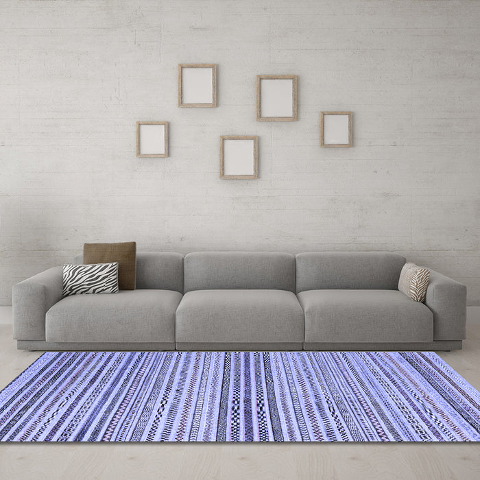 Machine Washable Oriental Blue Modern Rug in a Living Room, wshabs4211blu