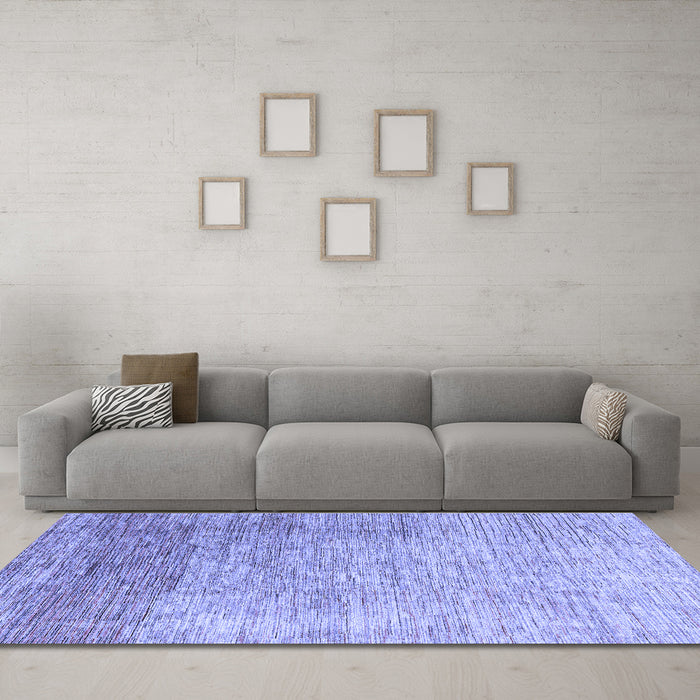 Machine Washable Oriental Blue Modern Rug in a Living Room, wshabs4212blu