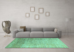 Machine Washable Oriental Turquoise Modern Area Rugs in a Living Room,, wshabs4212turq