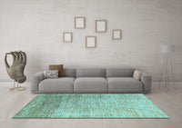 Machine Washable Oriental Light Blue Modern Rug, wshabs4212lblu