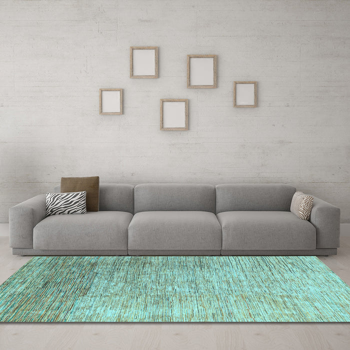 Machine Washable Oriental Light Blue Modern Rug in a Living Room, wshabs4212lblu