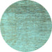 Round Oriental Light Blue Modern Rug, abs4212lblu