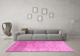 Machine Washable Oriental Pink Modern Rug in a Living Room, wshabs4212pnk