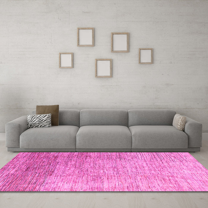 Machine Washable Oriental Pink Modern Rug in a Living Room, wshabs4212pnk