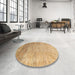 Round Machine Washable Abstract Chocolate Brown Rug in a Office, wshabs4212