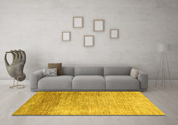 Machine Washable Oriental Yellow Modern Rug in a Living Room, wshabs4212yw