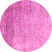 Round Machine Washable Oriental Pink Modern Rug, wshabs4212pnk