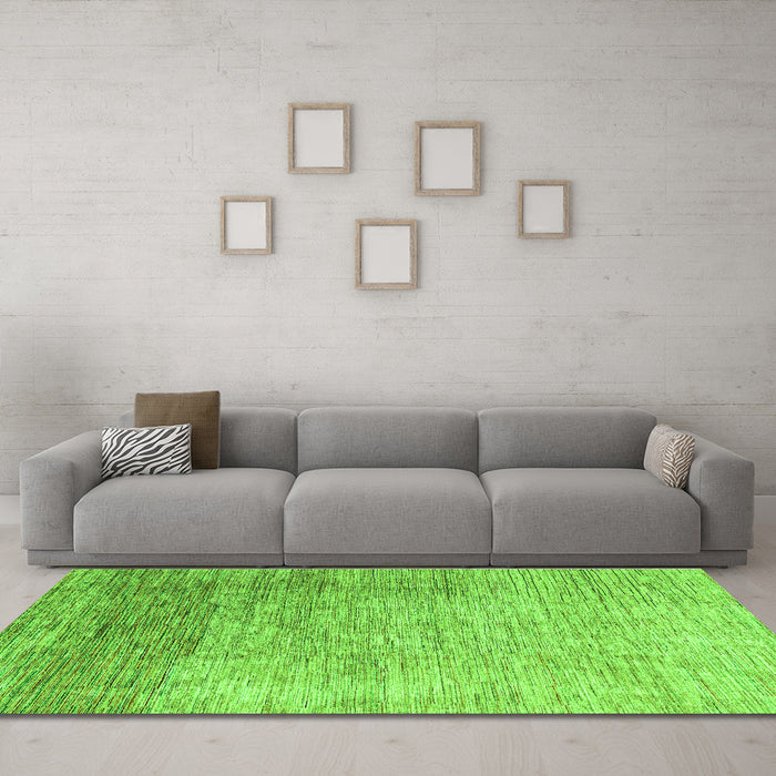 Machine Washable Oriental Green Modern Area Rugs in a Living Room,, wshabs4212grn