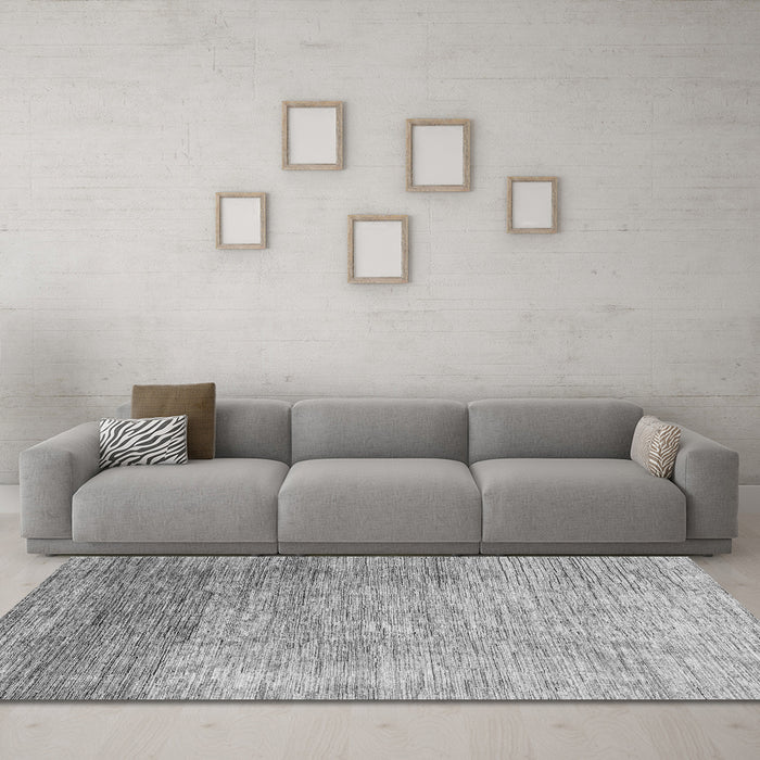 Machine Washable Oriental Gray Modern Rug in a Living Room,, wshabs4212gry