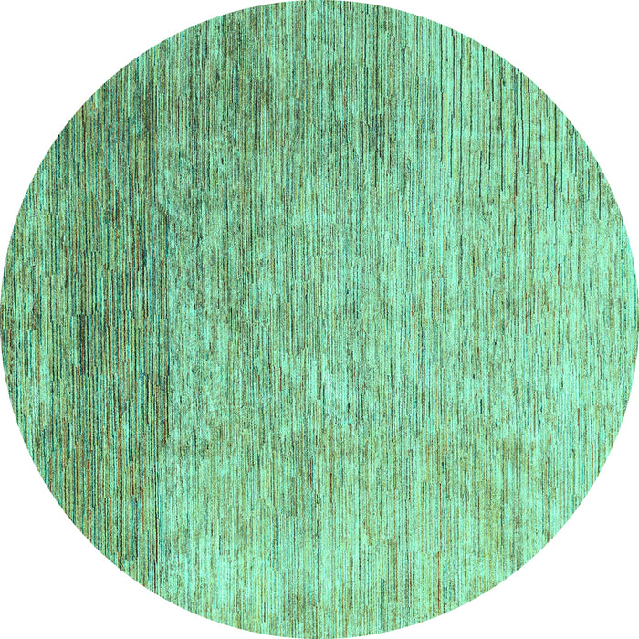 Round Machine Washable Oriental Turquoise Modern Area Rugs, wshabs4212turq