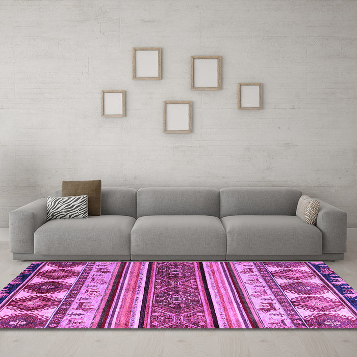 Machine Washable Oriental Purple Modern Area Rugs in a Living Room, wshabs4213pur