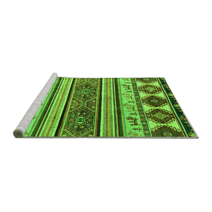 Sideview of Machine Washable Oriental Green Modern Area Rugs, wshabs4213grn
