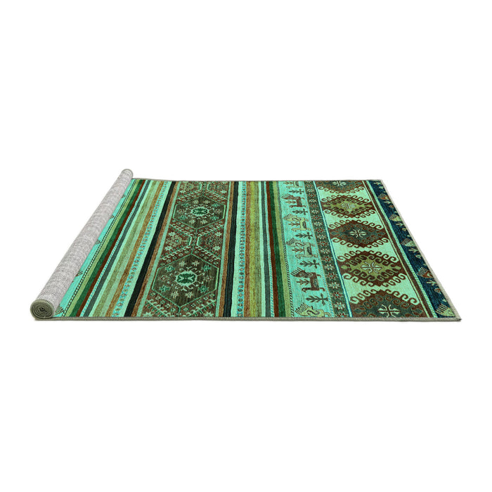 Sideview of Machine Washable Oriental Turquoise Modern Area Rugs, wshabs4213turq