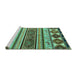 Sideview of Machine Washable Oriental Turquoise Modern Area Rugs, wshabs4213turq