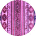 Round Machine Washable Oriental Purple Modern Area Rugs, wshabs4213pur