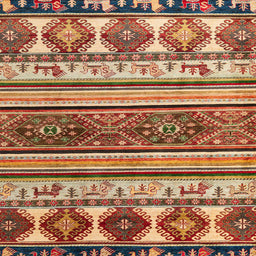 Square Abstract Fire Brick Red Oriental Rug, abs4213