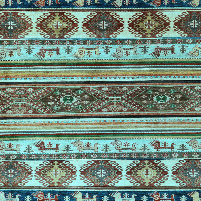 Square Machine Washable Oriental Light Blue Modern Rug, wshabs4213lblu