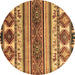 Round Oriental Brown Modern Rug, abs4213brn