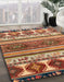 Abstract Fire Brick Red Oriental Rug in Family Room, abs4213