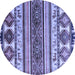 Round Oriental Blue Modern Rug, abs4213blu