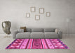 Machine Washable Oriental Pink Modern Rug in a Living Room, wshabs4213pnk