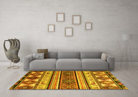 Machine Washable Oriental Yellow Modern Rug, wshabs4213yw