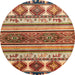 Round Machine Washable Abstract Fire Brick Red Rug, wshabs4213