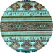 Round Oriental Light Blue Modern Rug, abs4213lblu