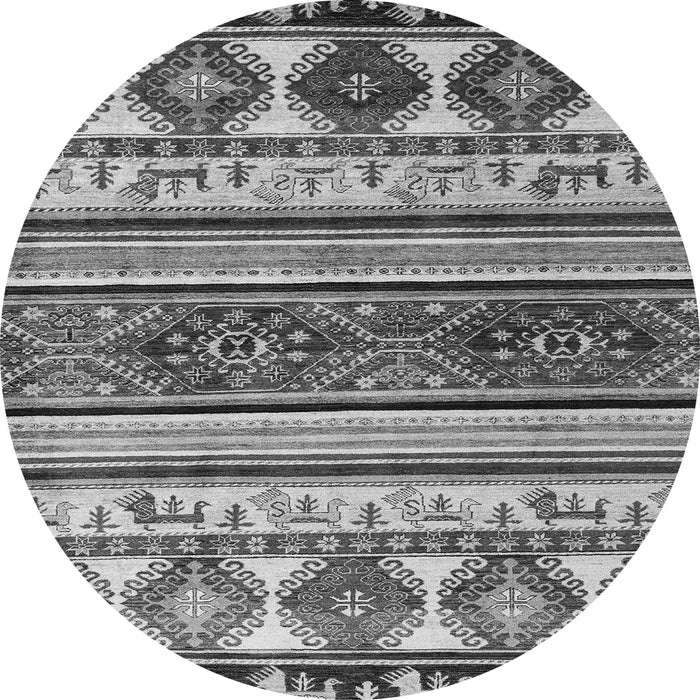 Round Machine Washable Oriental Gray Modern Rug, wshabs4213gry