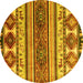 Round Oriental Yellow Modern Rug, abs4213yw