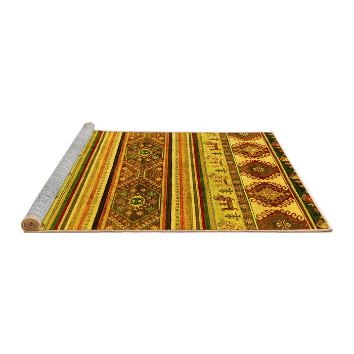 Sideview of Machine Washable Oriental Yellow Modern Rug, wshabs4213yw