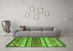 Machine Washable Oriental Green Modern Area Rugs in a Living Room,, wshabs4213grn