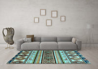 Machine Washable Oriental Light Blue Modern Rug, wshabs4213lblu