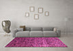 Machine Washable Oriental Pink Modern Rug in a Living Room, wshabs4214pnk