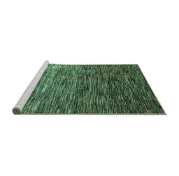Sideview of Machine Washable Oriental Turquoise Modern Area Rugs, wshabs4214turq