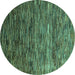 Round Oriental Turquoise Modern Rug, abs4214turq