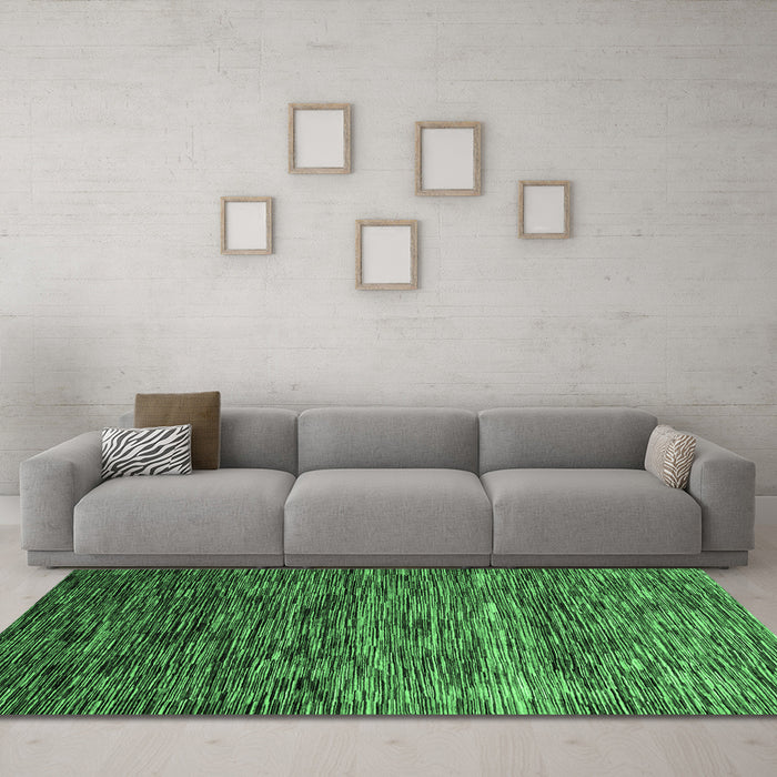 Machine Washable Oriental Emerald Green Modern Area Rugs in a Living Room,, wshabs4214emgrn