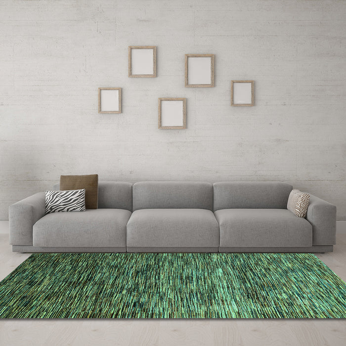 Machine Washable Oriental Turquoise Modern Area Rugs in a Living Room,, wshabs4214turq