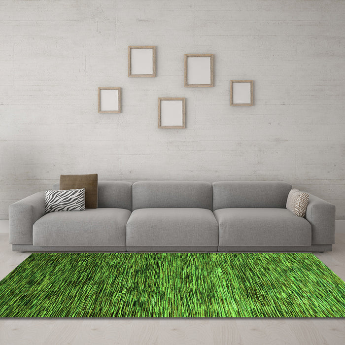 Machine Washable Oriental Green Modern Area Rugs in a Living Room,, wshabs4214grn