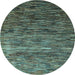 Round Oriental Light Blue Modern Rug, abs4214lblu