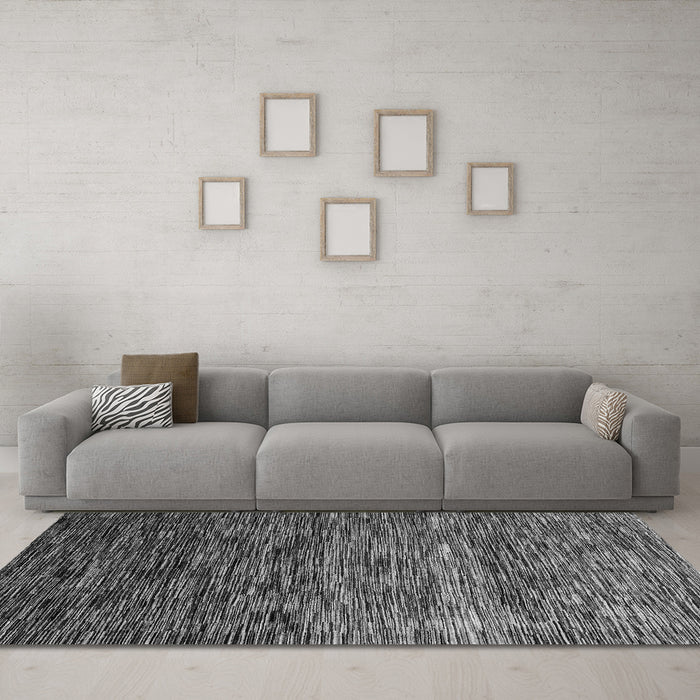 Machine Washable Oriental Gray Modern Rug in a Living Room,, wshabs4214gry
