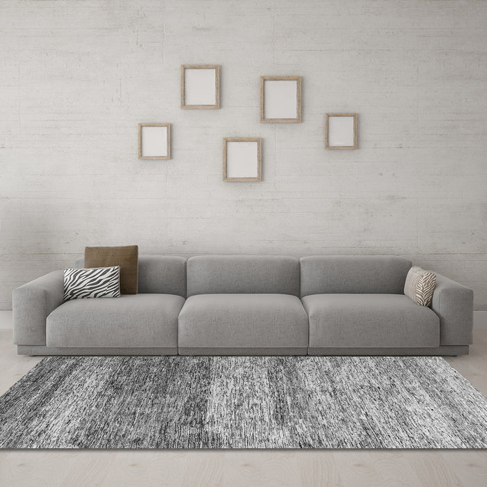 Machine Washable Oriental Gray Modern Rug in a Living Room,, wshabs4215gry