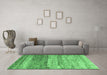 Machine Washable Oriental Emerald Green Modern Area Rugs in a Living Room,, wshabs4215emgrn