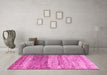 Machine Washable Oriental Pink Modern Rug in a Living Room, wshabs4215pnk